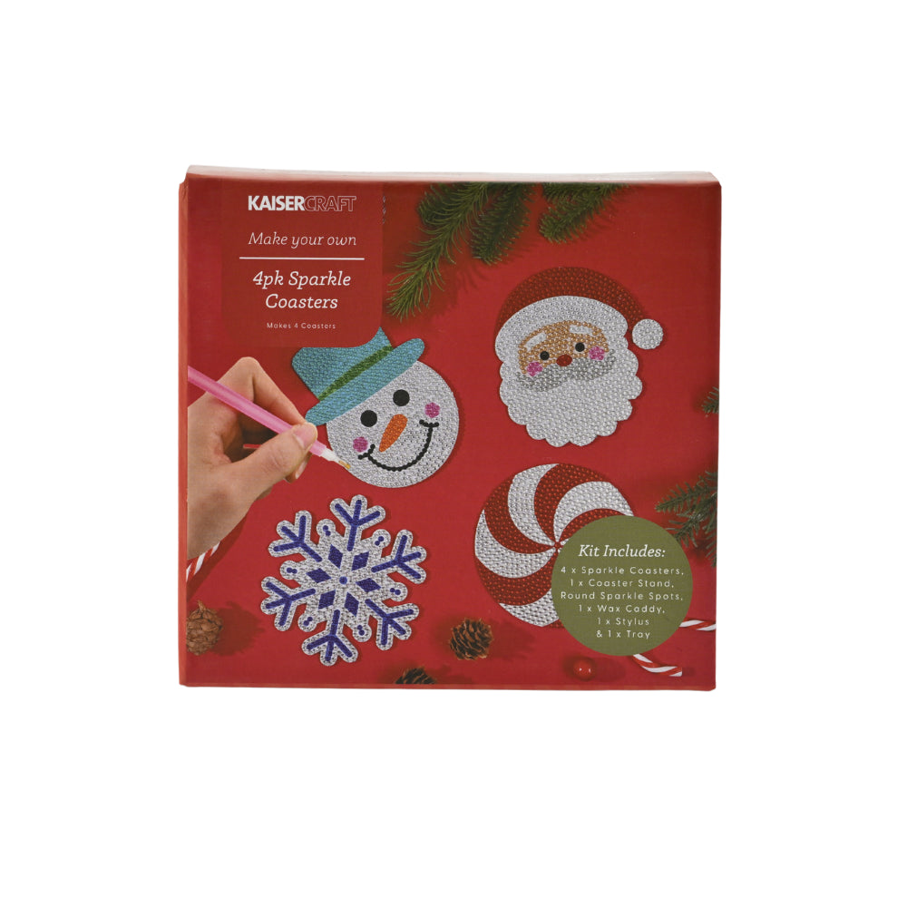 Christmas Sparkle Coaster Kit 4 pack - Festive